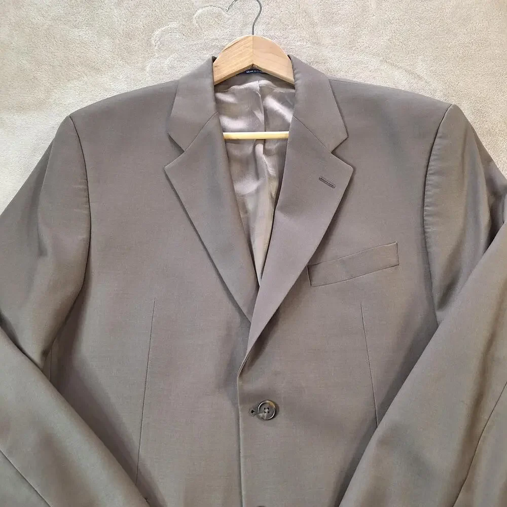 Chaps Ralph Lauren Suit Jacket Mens 42 Short Brown Wool Single Vent 2 Button